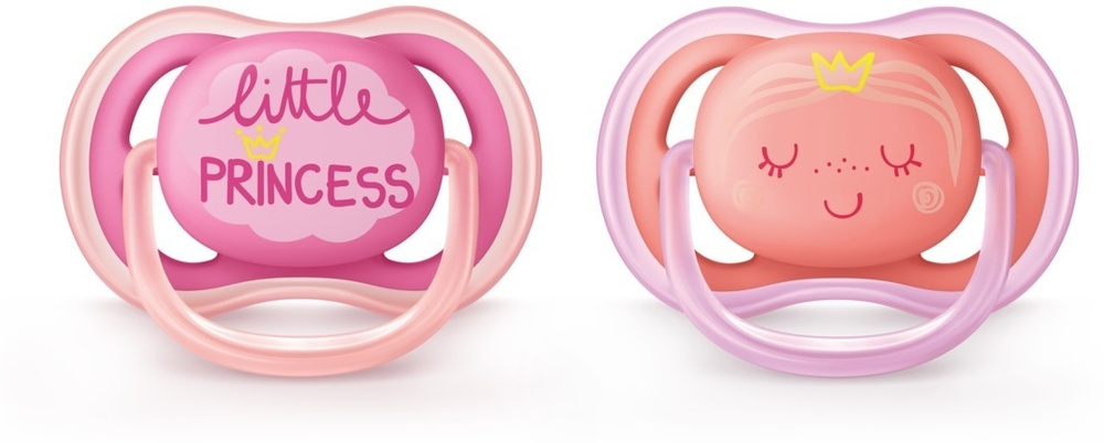 Philips AVENT / Пустышка Ultra Air декор, 6-18 мес. (уп. 2 шт.), для девочки, SCF343/22 